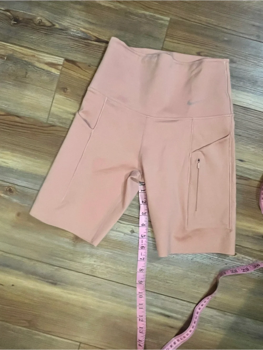 Nike Coral High-Rise Bike Shorts with Zippered Pocket tight fit